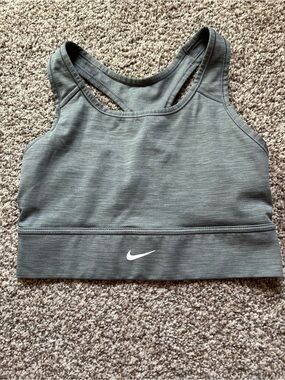 Nike Gray Racerback Sports Bra with White Swoosh